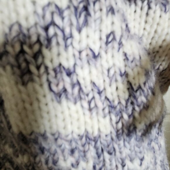 Gap Chunky Sweater Cream Purple Size 4 Fair Isle Wool Blend - Picture 5 of 11